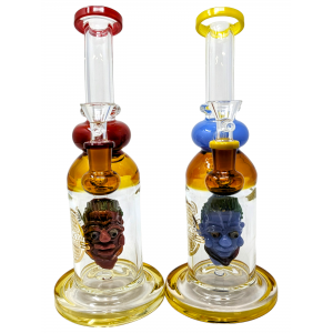 11" On Point Glass Assorted Monster Face Perc Water Pipe Rig - [ABC18]